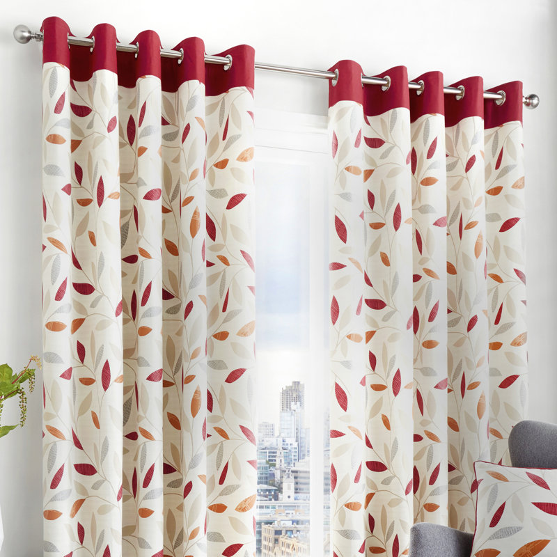Sheer Curtain Pair, Width 117 x Drop 137 cm, Red