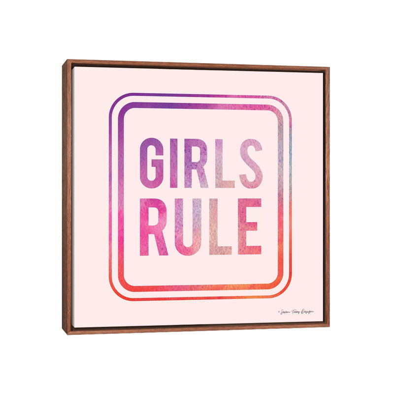 Filles, règle, H 26 po x l 26 po x P 1,5 po, Toile avec cadre brun, Pas de tapis