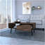 Table basse Bull, un tiroir, une tablette ouverte, quatre pieds, finition noyer foncé