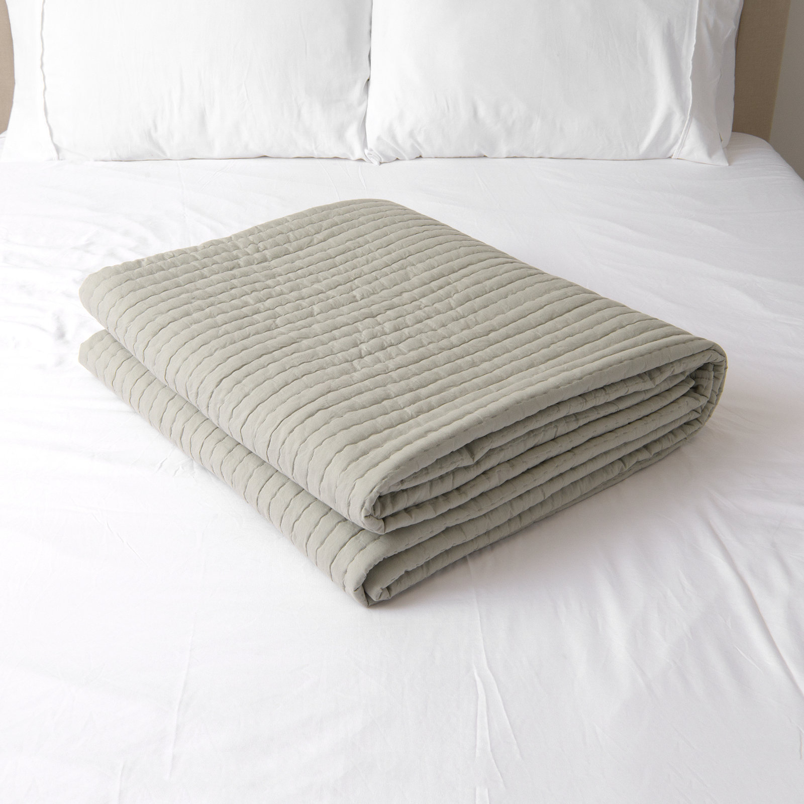 Cotton Quilt Set, King Quilt, Sage