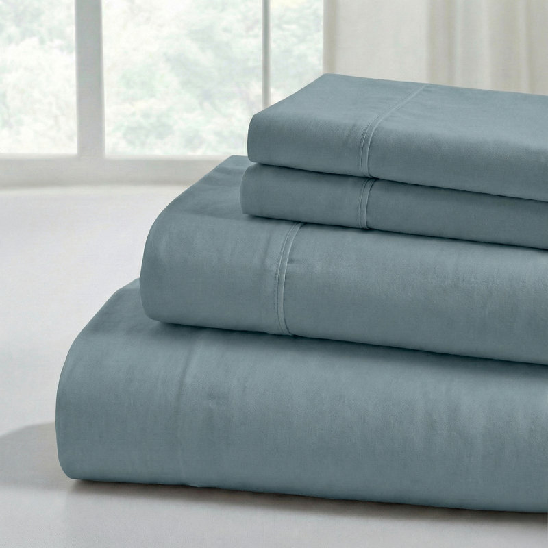 Modern Threads 4-Piece Ultra Soft Microfiber Sheet Set with Deep Pockets in Solids & Prints, Blue
