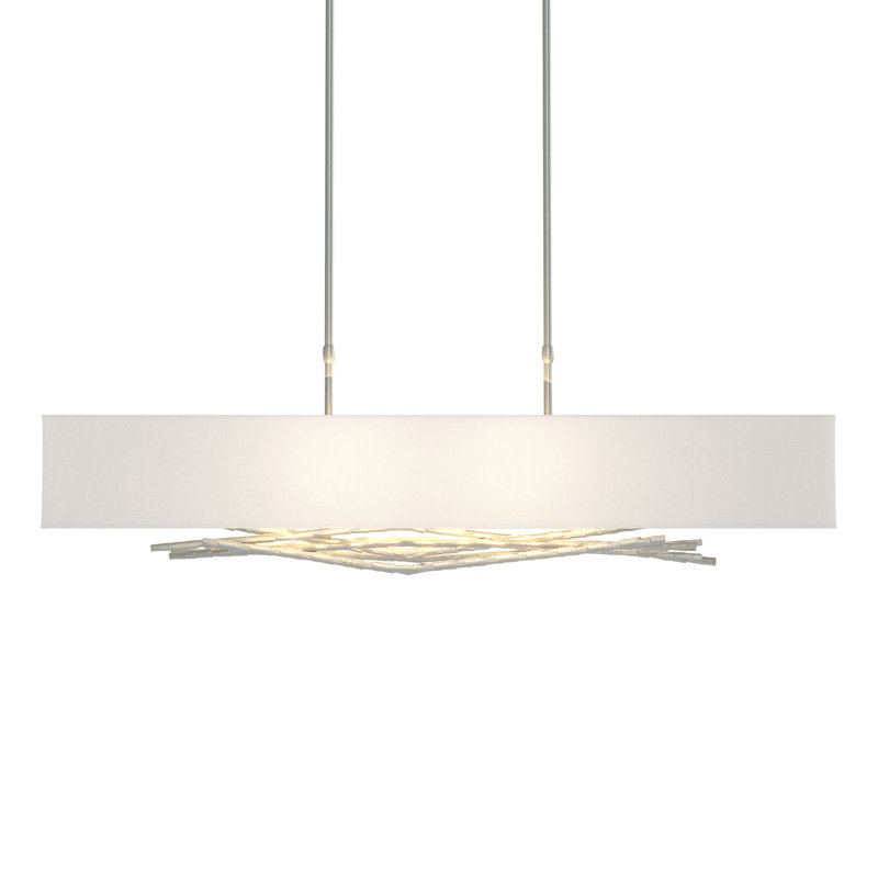 Brindille 4 - Light Kitchen Island Rectangle Pendant, Flax, Vintage Platinum