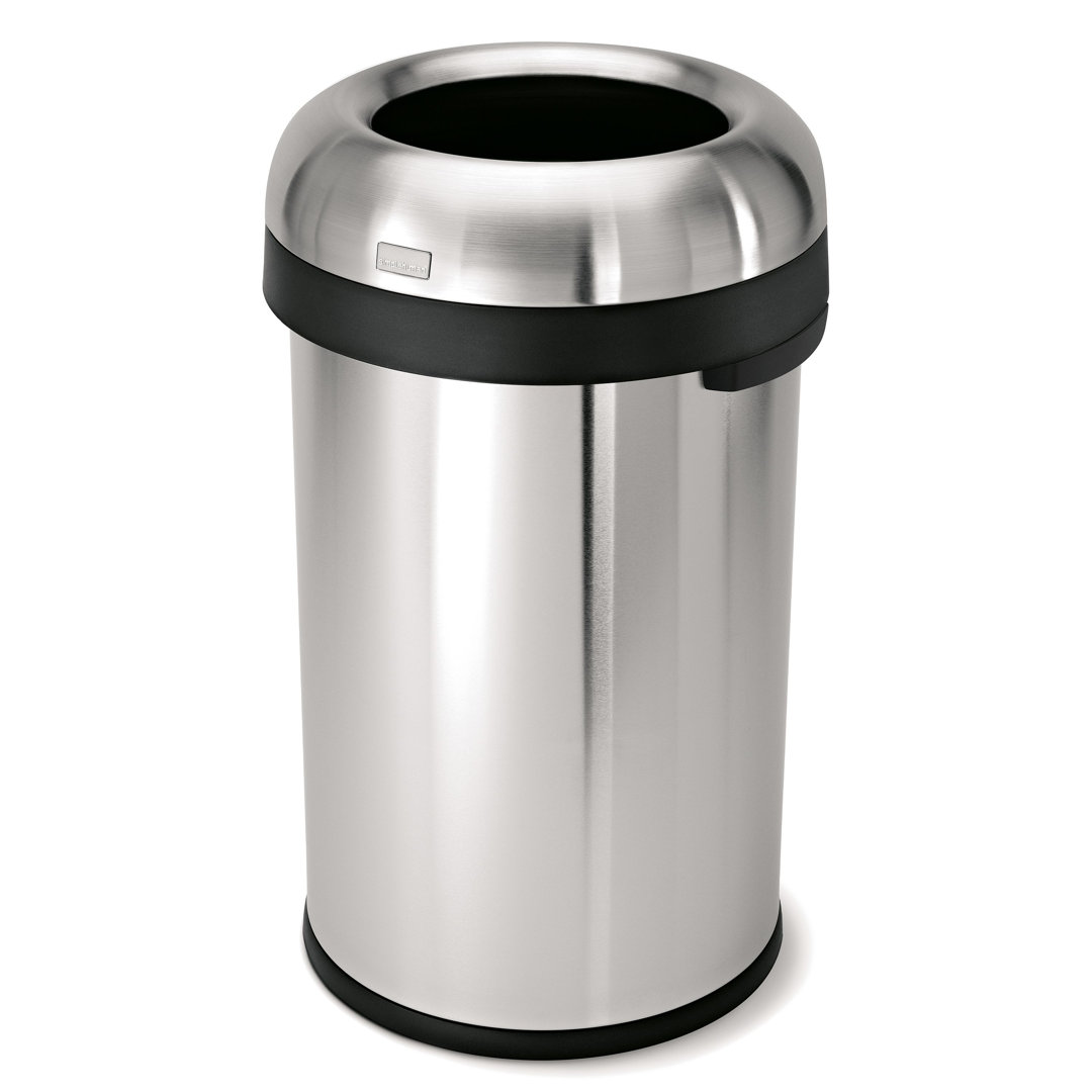 Simplehuman 80L Open Office Bin, Brushed Heavy-Gauge Stainless Steel