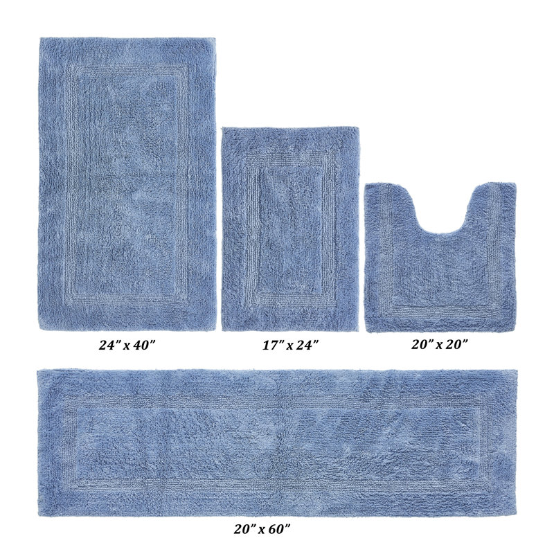 Lux  Premium 100% Cotton 4 Piece Bath Rug Sets, Machine Washable, Super Absorbent & Tufted Weave Reversible Bath Mat for Bathroom, Shower, and Tub, Oeko-Tex Certified Bathroom Rugs