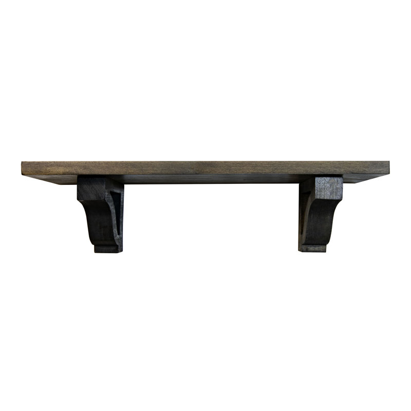 Étagères Rayne / corbeaux W, Noyer foncé, H 6 po x l 33 po x P 4,5 po