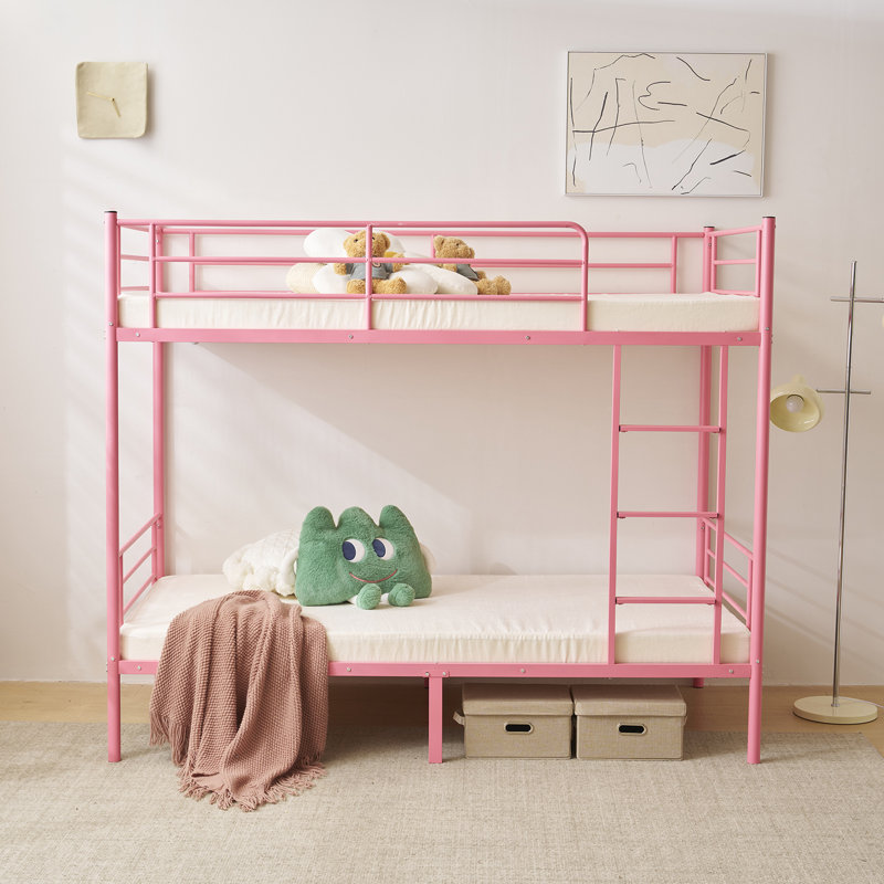 Lit superposé simple au-dessus d'un lit simple Alisiana Kids, Rose