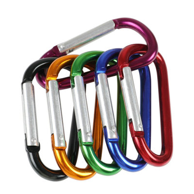 100pcs 3" Carabiner Key Chain Clips Hook D-shape Aluminum Heavy Duty Hook Buckle Mix Color
