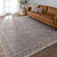 Tapis oriental brun / gris clair en polyester tissé à la machine Jeggar-1825271297
