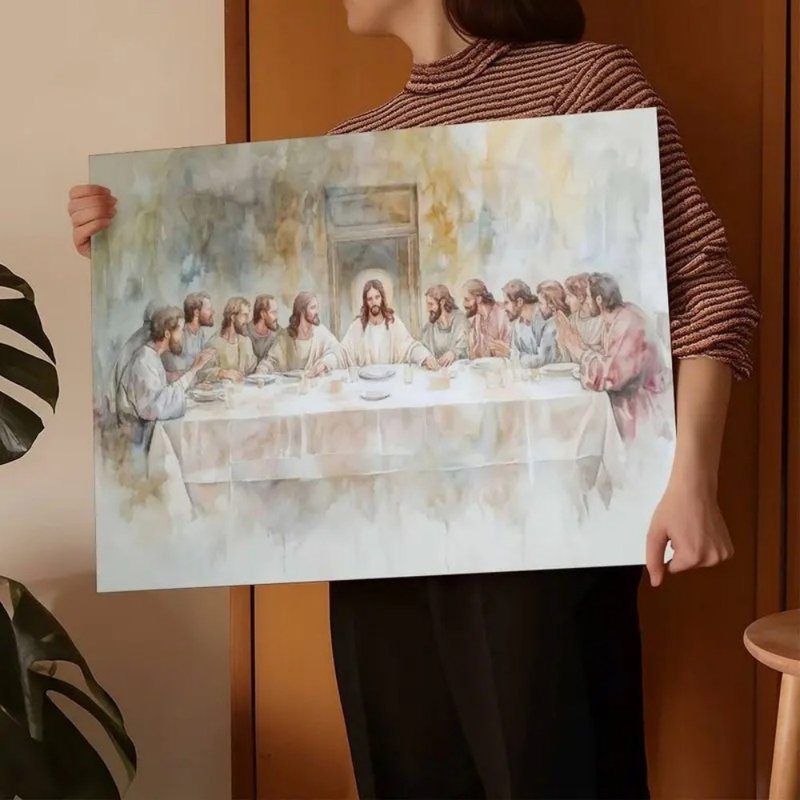Reproduction d'art sur toile Christian Watercolor, 32*24 inch (80*60*2cm)