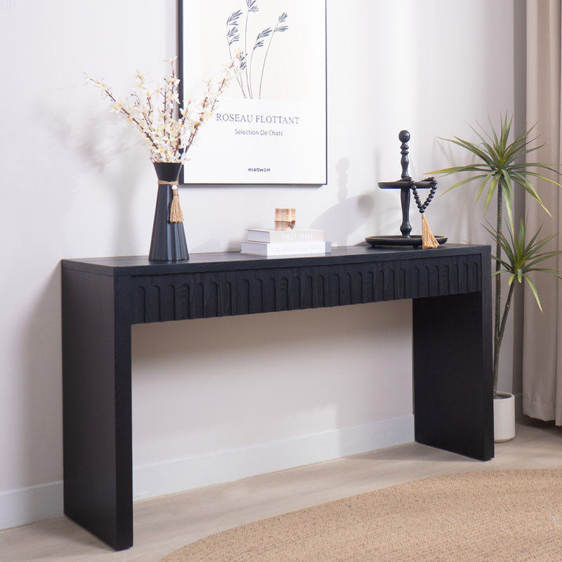 Console moderne avec 4 tiroirs - Table d'entrée avec rangement 59,2 po, Noir