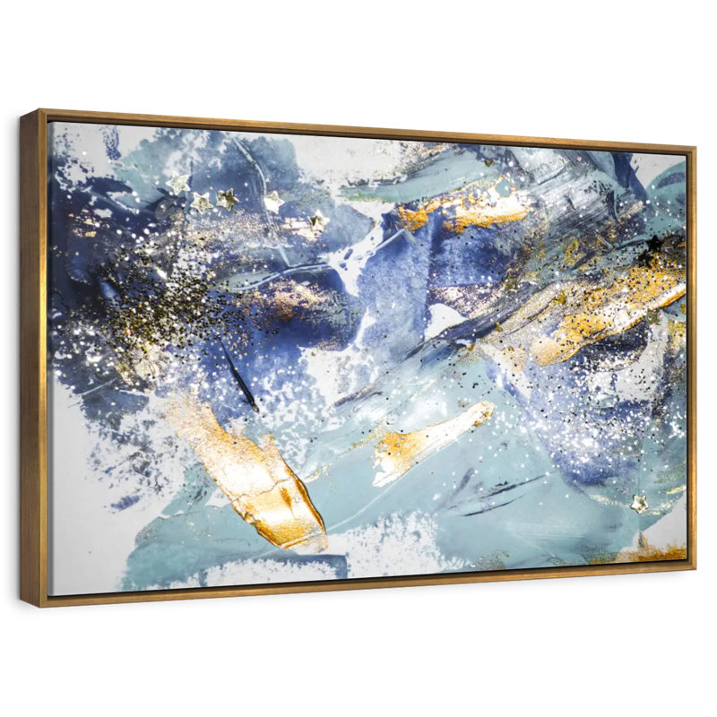 Noisette scintillante, 46 po x 31 po, Cadre flottant doré