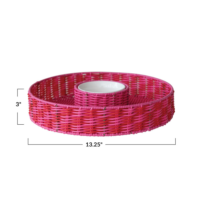 Panier en plastique tissé avec bol amovible en céramique