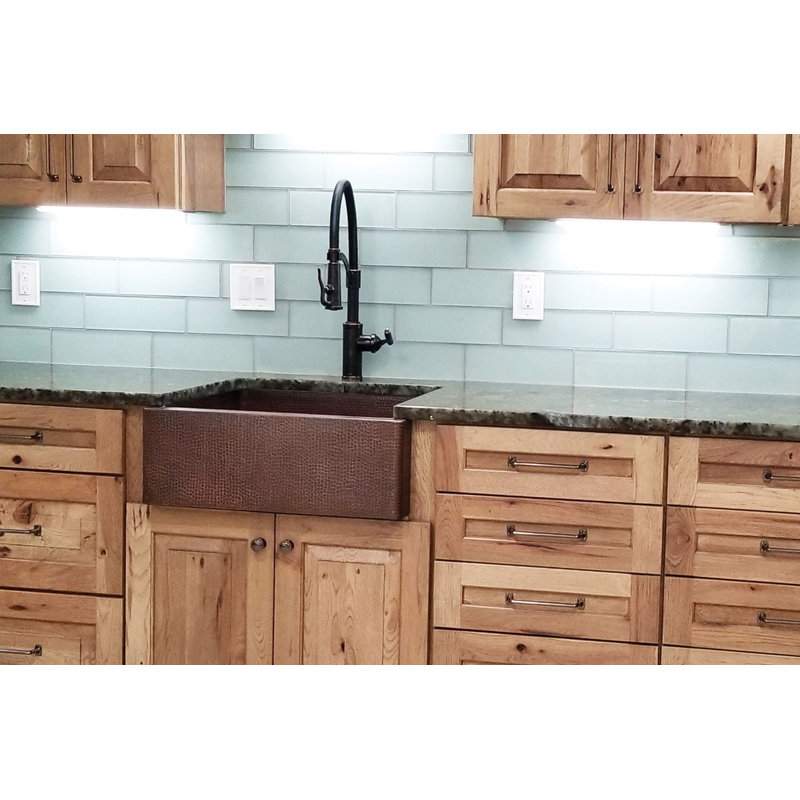 25" Hammered Copper Apron Front Single Basin Kitchen Sink