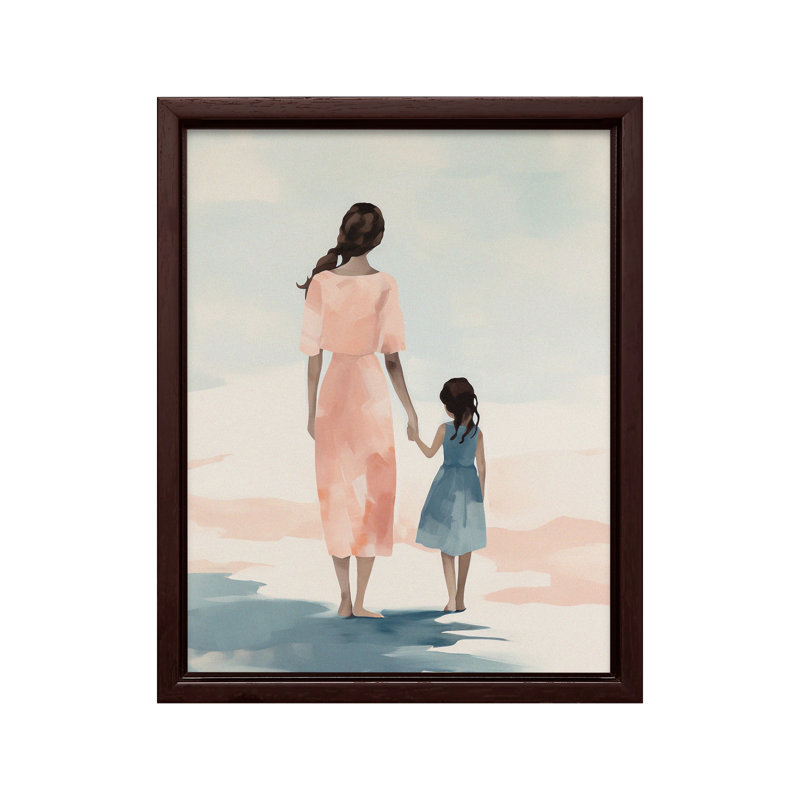 Mother and Daughter No2, Canvas, 24"H x 32"W, Brown Framed