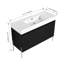 Meuble-lavabo de salle de bain avec lavabo encastré, meuble de rangement mural moderne rayé en contreplaqué flottant avec 2 tiroirs, lavabo rectangulaire intégré blanc sans robinet, couleur grise