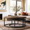 2 Piece Round Medieval Modern Nested Coffee Tables, Stackable Living Room Decorative Tables