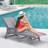 Chaise Lounge Chair Outdoor, 5-position Adjustable Patio Beach  With Wheels & Cup Holder-1359803525