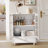 Minimalist Buffet Cabinet With Double Glass Doors And Drawer, Modern Wooden Storage Sideboard For Versatile Home Decor And Efficient Organization