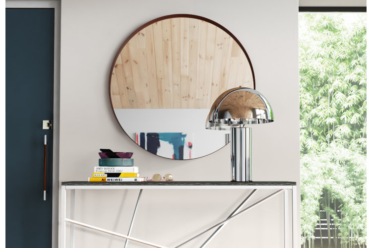 Clean-lined entryway with geometric forms.