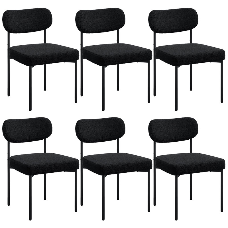 Chaise de salle à manger rembourrée l 19,7 po avec repose-pieds réglables Boucle, 6, Noir