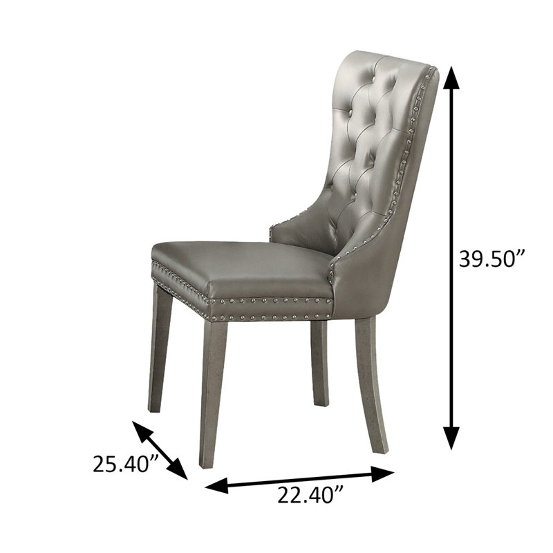 Chaise d'appoint l 25,4 po (ensemble de 2), cuirette et champagne
