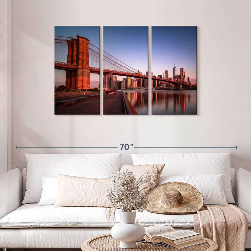 Lilie Brooklyn Bridge au lever du soleil, H 28 po x l 45 po