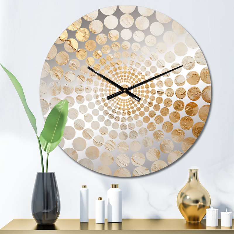 Horloge murale en marbre doré blanc et géode magique, Médium, Gold White Marble Geode Magic
