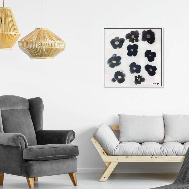 Coco's Gold Camellias - Graphic Art, White Framed, 20" H x 20" W, No Mat