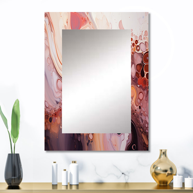 «Rose», encre liquide abstraite galaxies II - miroir à encre liquide, miroir mural décoratif moderne, impression sur métal