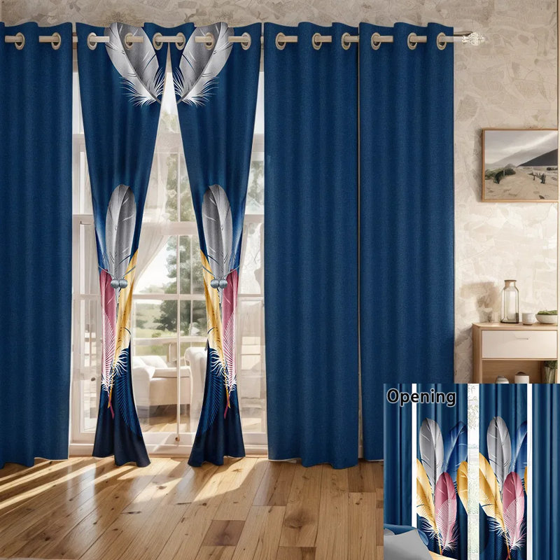 Ensemble de literie 9 pièces toutes saisons en microfibre de bambou avec rideaux