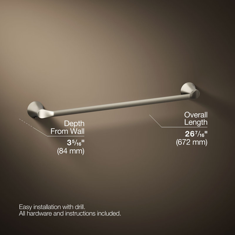 Simplice Towel Bar, 24"W, Vibrant Brushed Nickel