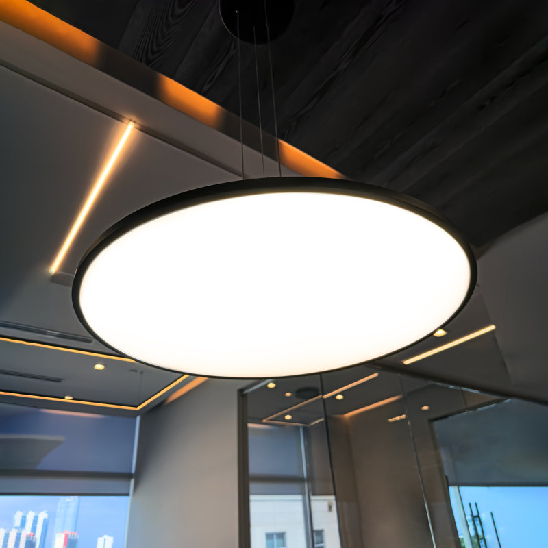 Salm 24" LED Circular Disk Pendant Light with Adjustable Height