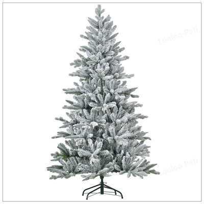 Arbre de Noël artificiel enneigé 6 pi avec 994 pointes, support en métal pliable, assemblage facile, réaliste et sécuritaire pour la maison et le bureau