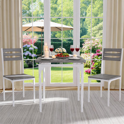 3-Piece Dining Table Set with Cushioned Chairs, Table and Chair Set for 2 with Spiral Metal Legs, Compact Kitchen Set for Dining Room, Breakfast Nook and Apartment.