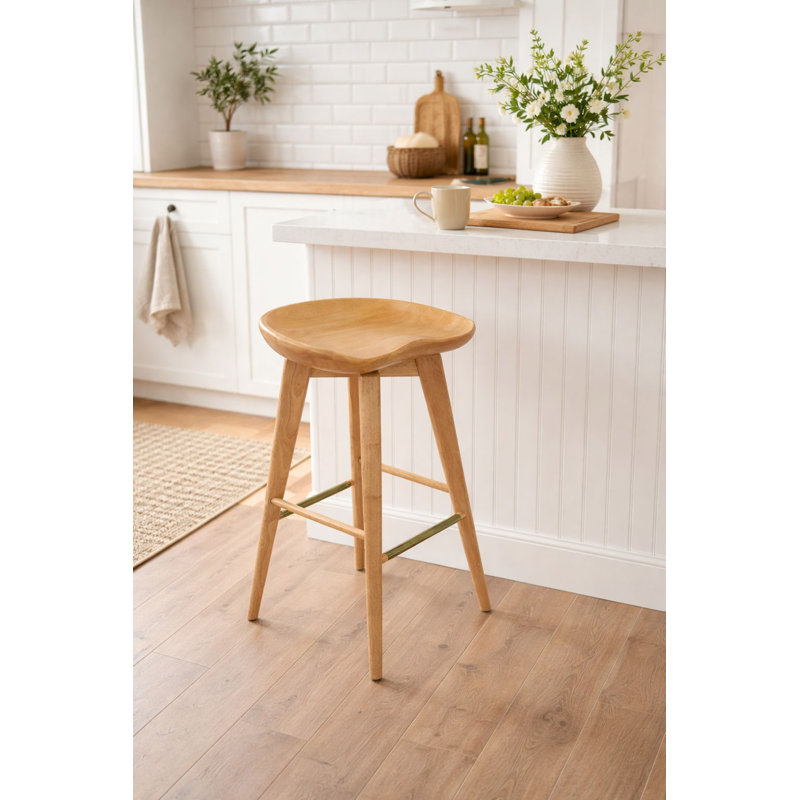 Basnti Swivel Solid Wood Counter Stool, Bar Stool (29” Seat Height), Light Brown