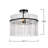 Ava - 1-Light Semi Flush Mount - Black with Clear Glass Rods Shade