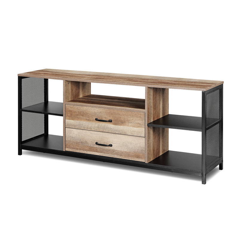 Industrial 2-Drawer TV Stand for TVs up to 60" Rustic Media Console with Storage