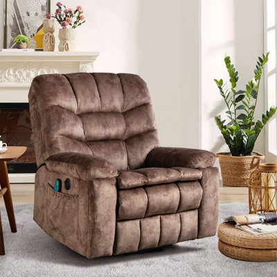 39.5" Wide Oversize and Super Soft Velvet Power Lift Assist Heated Massage Recliner with USB Port & Cup Holders & Side Pocket