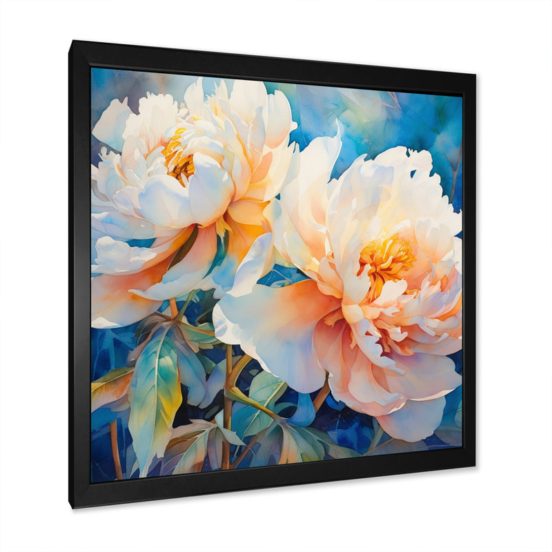 Pivoine rose captivante III sur toile, H 24 po x l 24 po x P 1 po, Cadre simple noir