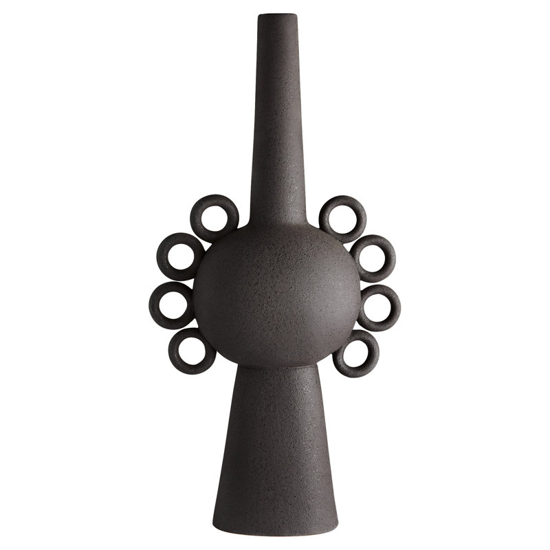 Vase de table Ringlets, H 22,5 po x l 10,75 po x P 5 po, Noir, noir, noir, noir