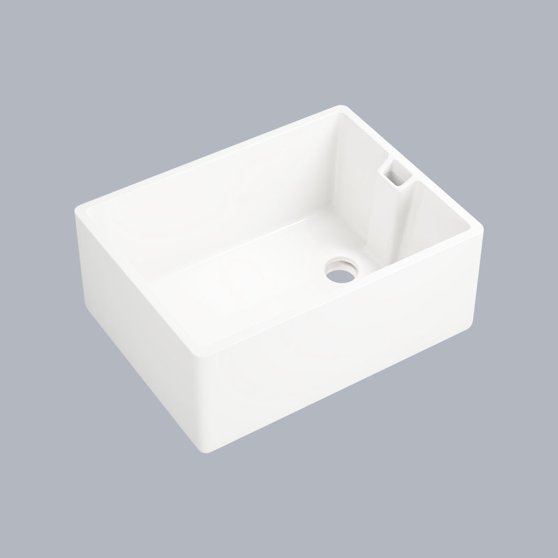 23.6" L X 18" W Kitchen Sink - White Ceramic, Single Bowl, Scratch-, Stain-, Easy To Maintain, Ceramic Bowl , Scratch & Stain , Smooth, Sanitise, Long-Term