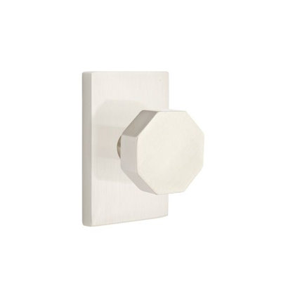 Emtek Passage Knobset w/ Modern Rectangular Rosette and Octagon Knob