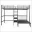 Lit superposé double au-dessus de simple avec bureau intégré, tablettes et amp; Échelle - Conception noire peu encombrante