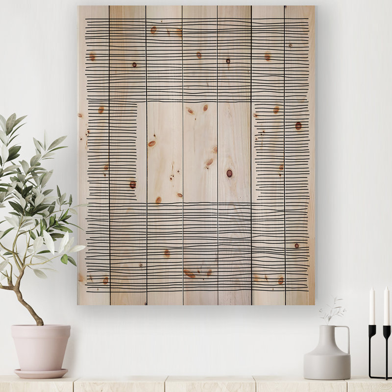 Minimal Geometric Lines And Squares III - Reproduction d'art sur bois sans cadre, H 40 po x l 30 po x 1,5 po