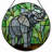 7.8"H Elephant Jungle Stained Glass Window Panel-266620660