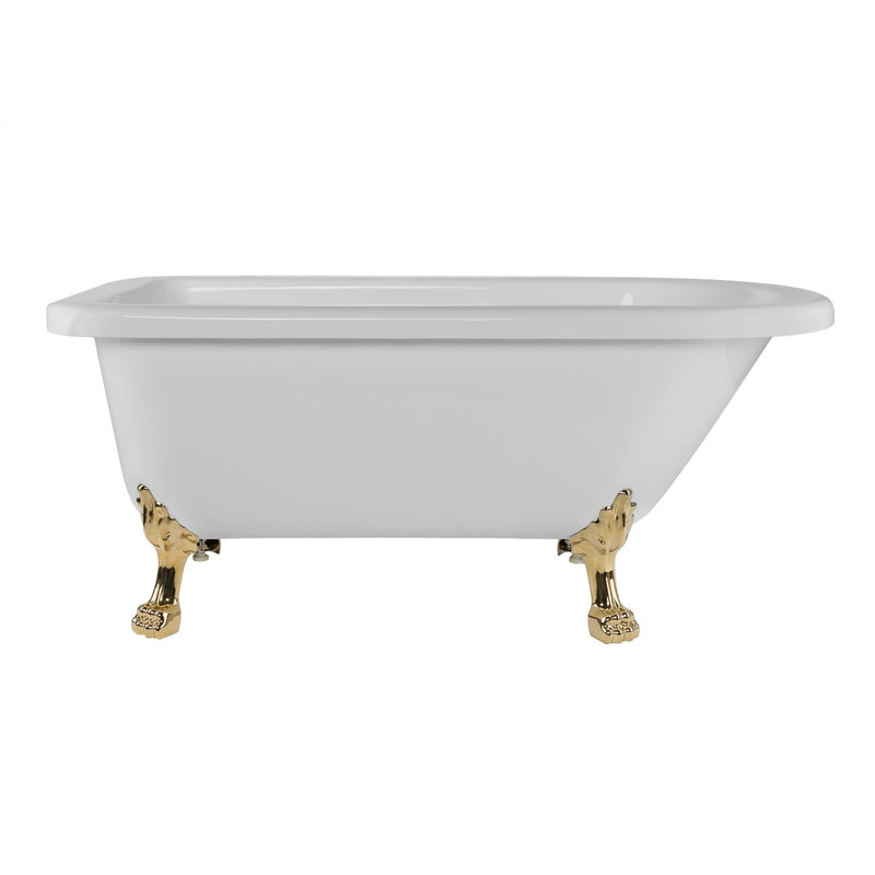 59'' x 29'' Freestanding Soaking Bathtub, Polished Brass