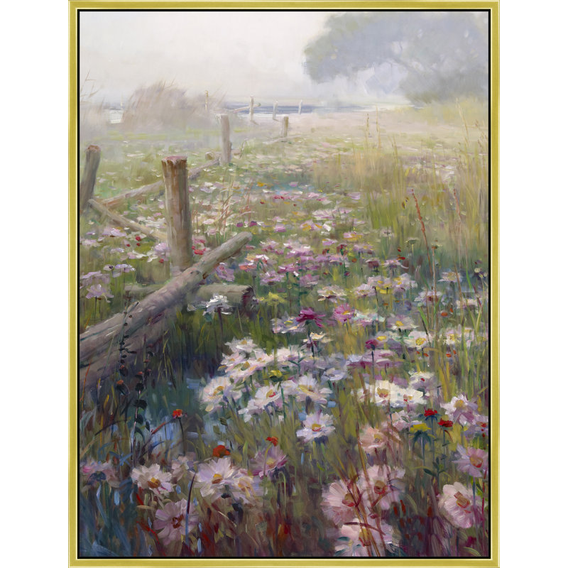 Petals Along The Old Fence Print, 50" H x 38" W, Gold