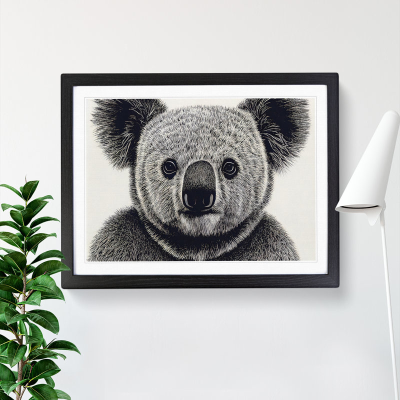 XH1022-8658X Super Koala Bear - Single Picture Frame Painting, Black, 25cm H x 34cm W x 2cm D