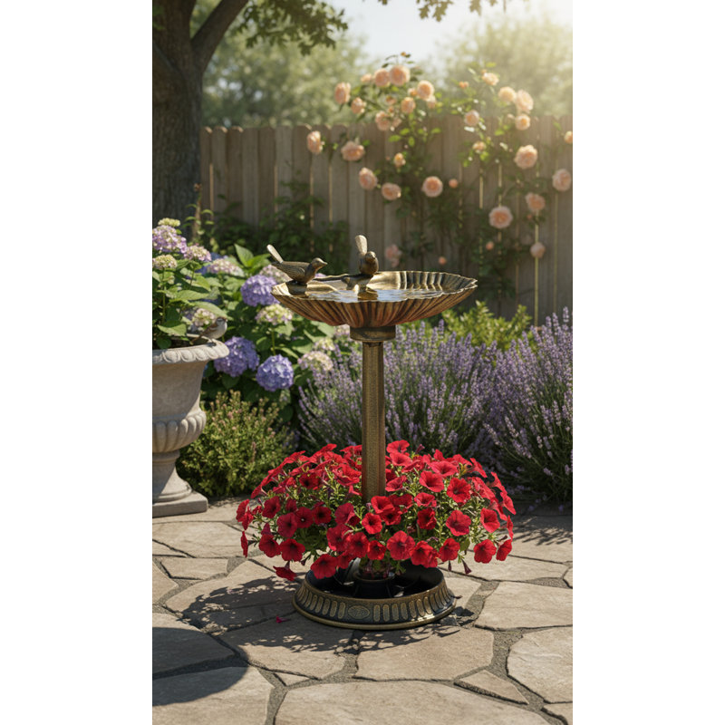 Plastic Birdbath, Green