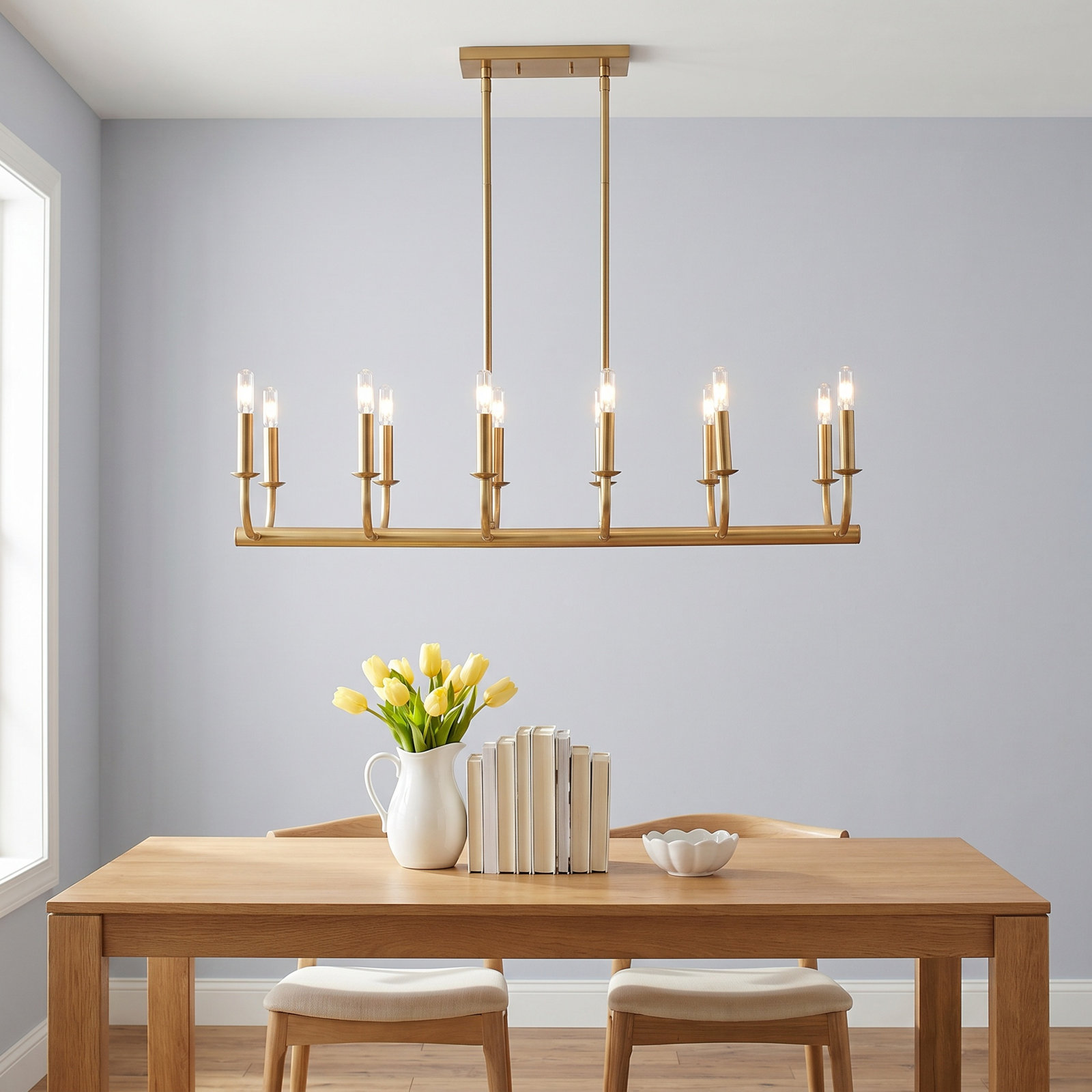 Gilmour Dimmable Stainless Steel 12-Light Pendant, Gold
